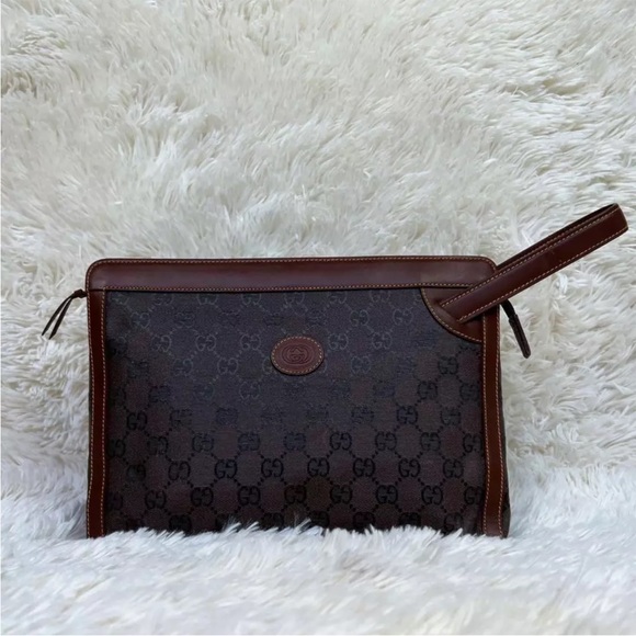 Authentic Gucci Second Bag GG Canvas Leather Brown - Picture 11 of 13